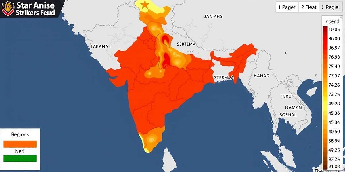 Star Anise Strikers Feud - Regional popularity Heat map showing Star Anise Strikers Feud player distribution across different regions of India